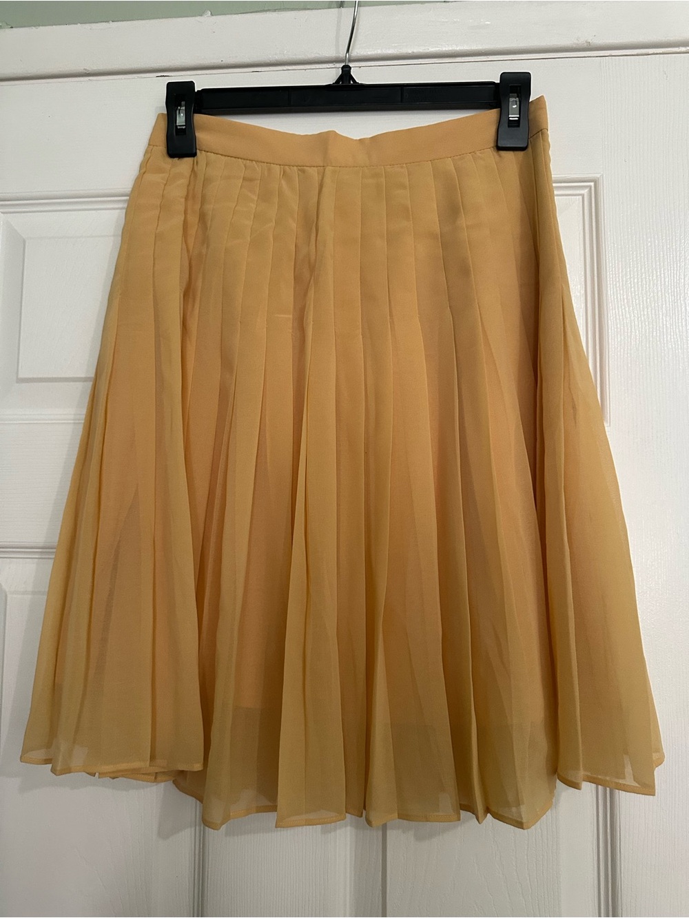 Ann Taylor Women's Pleated Chiffon Midi Skirt - Mustard